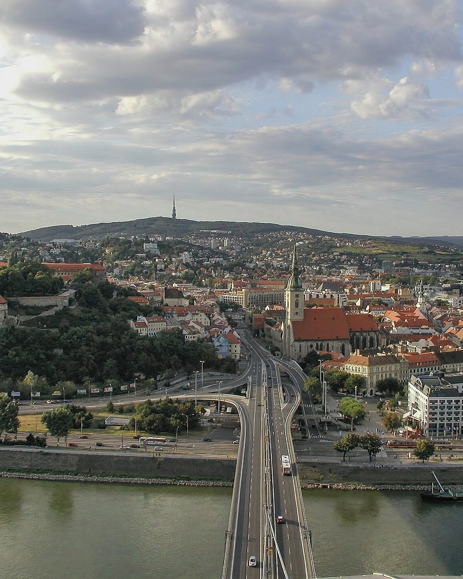 Bratislava old town and castle above the Danube
